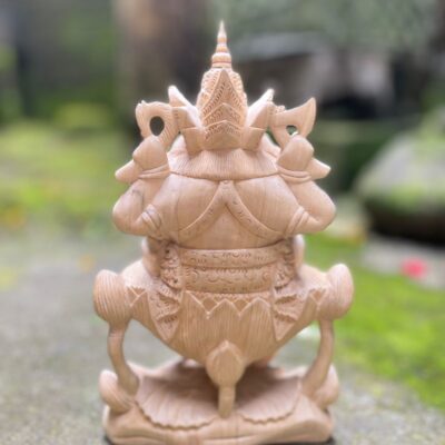 Ganesha Wood Carving Statue,Hand Carved Hindu Elephant God Sculpture,Spiritual Home Decor