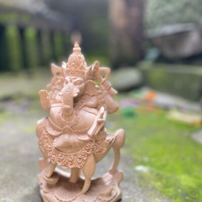 Ganesha Wood Carving Statue,Hand Carved Hindu Elephant God Sculpture,Spiritual Home Decor