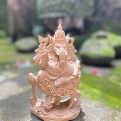 Ganesha Wood Carving Statue,Hand Carved Hindu Elephant God Sculpture,Spiritual Home Decor