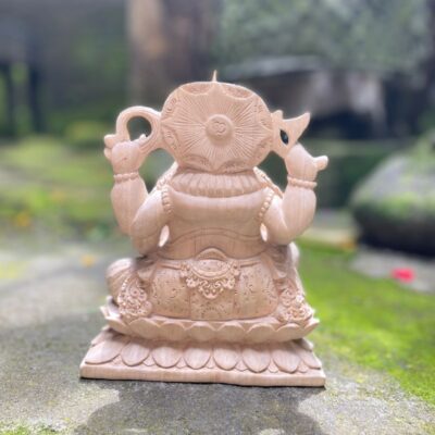 Ganesha Wood Carving Statue,Hand Carved Hindu Elephant God Sculpture,Spiritual Home Decor
