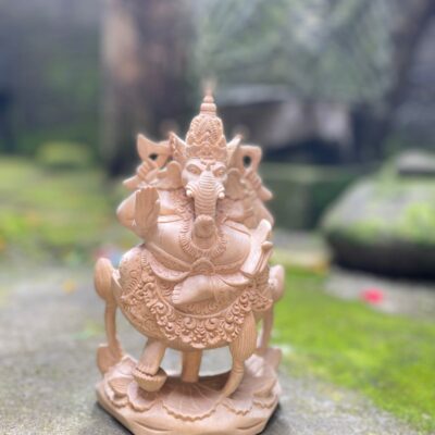 Ganesha Wood Carving Statue,Hand Carved Hindu Elephant God Sculpture,Spiritual Home Decor