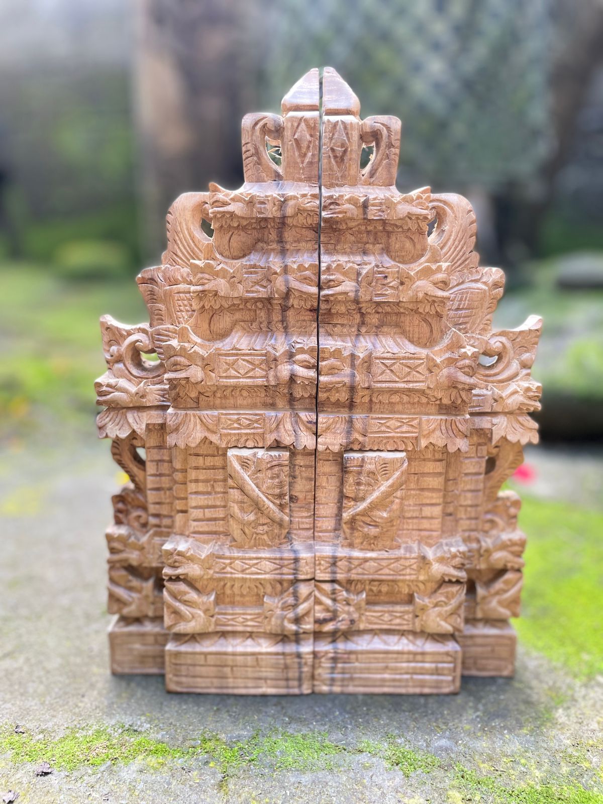 1 Set Balinese Gate, Wood Carving, Handmade Wood Carving, Temple Gate Statue, Balinese Ornament, Home Decor, Christmas Gifts