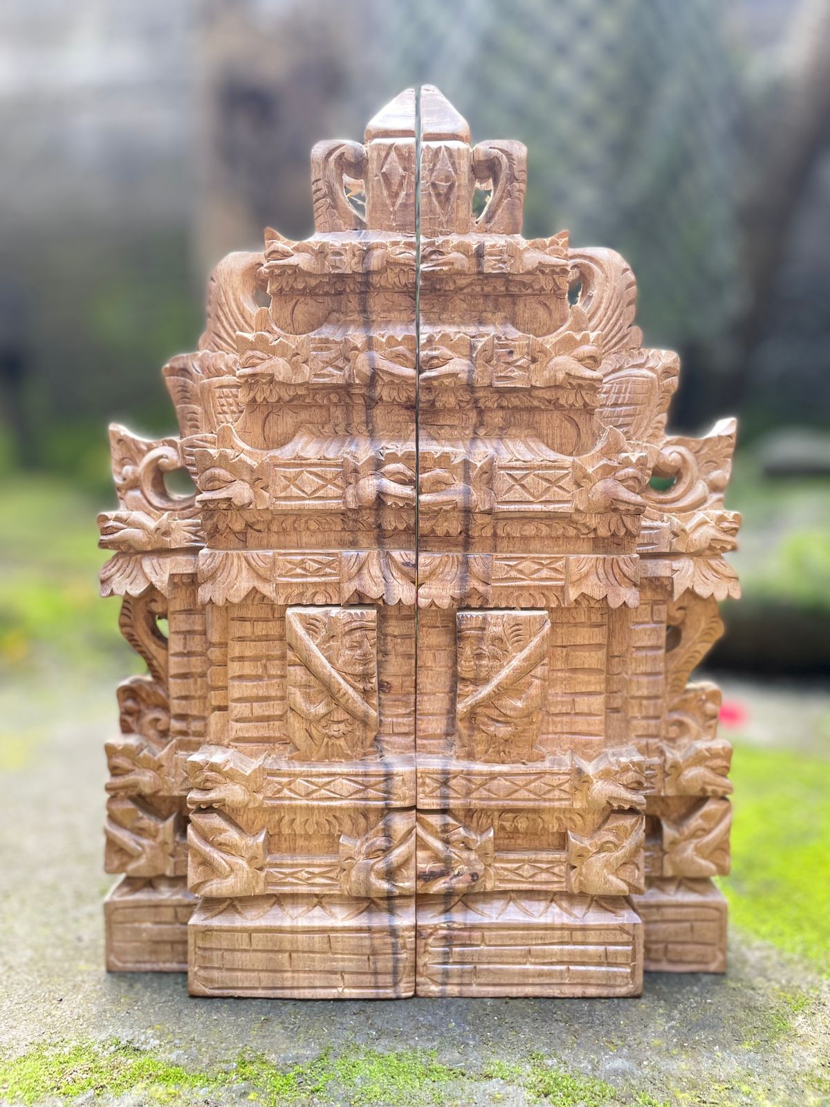 1 Set Balinese Gate, Wood Carving, Handmade Wood Carving, Temple Gate Statue, Balinese Ornament, Home Decor, Christmas Gifts
