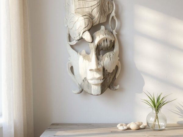 Abstract Mask Wall Art,Hand,Carved Hibiscus Wood Tribal Decor
