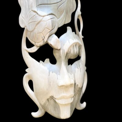 Abstract Mask Wall Art,Hand,Carved Hibiscus Wood Tribal Decor
