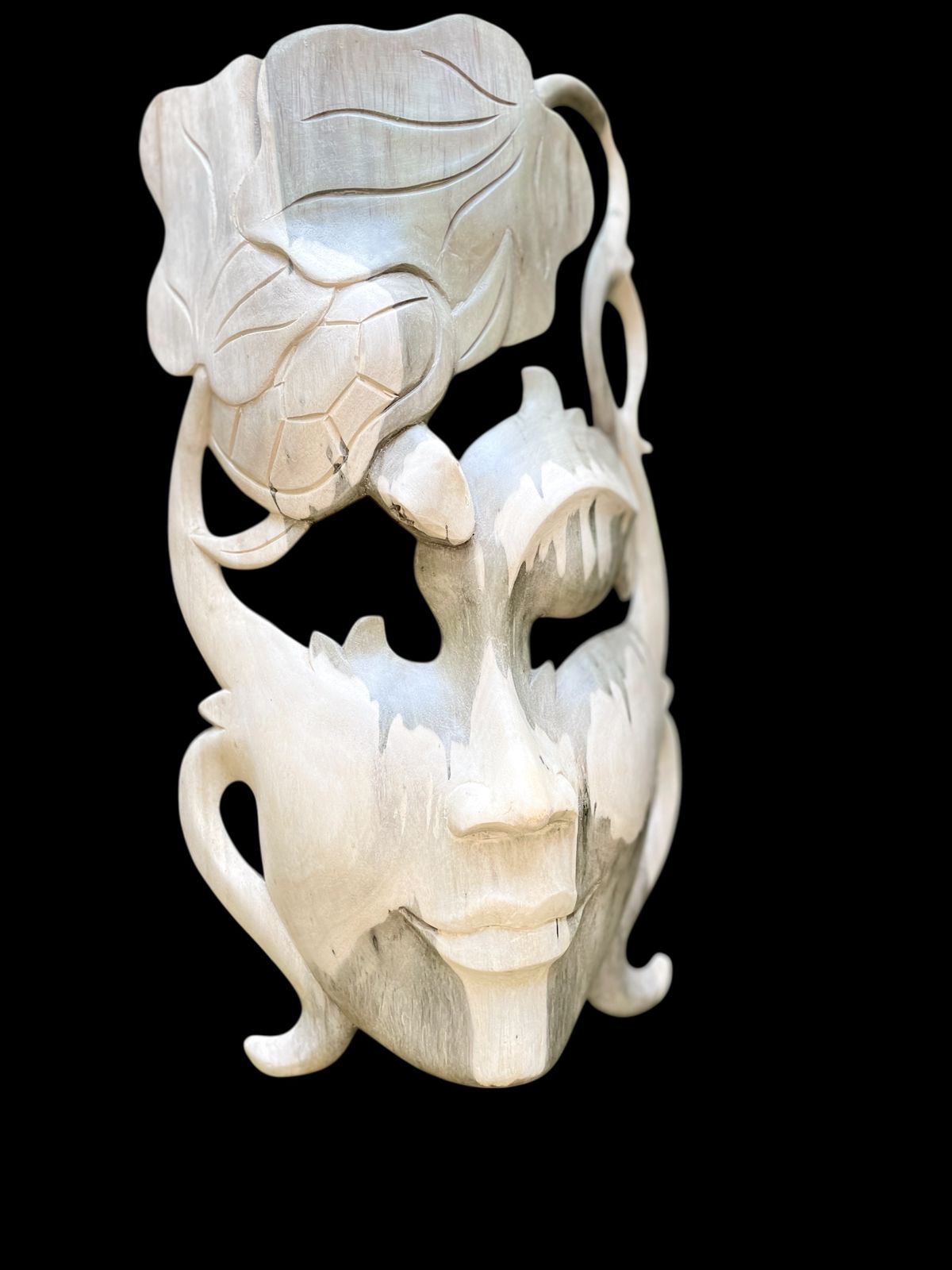 Abstract Mask Wall Art,Hand,Carved Hibiscus Wood Tribal Decor