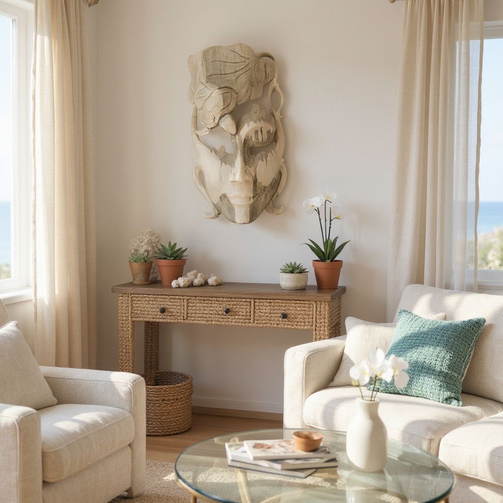 Abstract Mask Face Wood Carving – Tribal Wall Art Decor