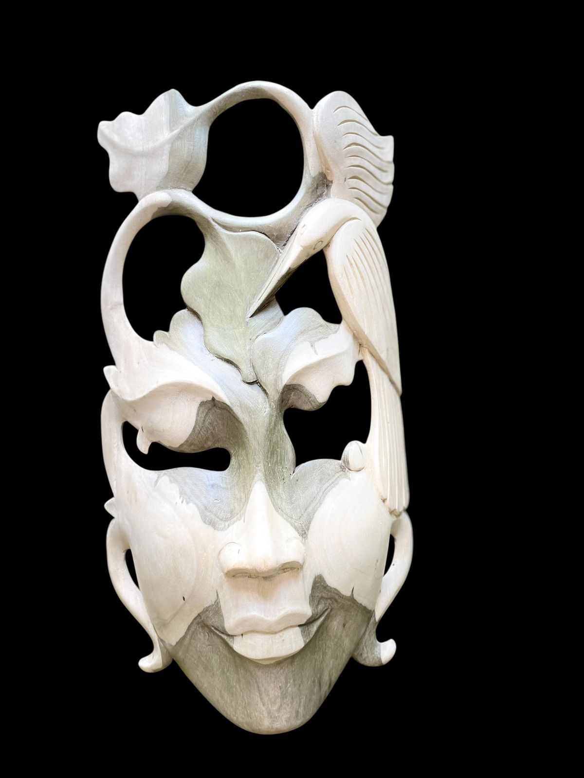 Abstract Mask Face Wood Carving – Tribal Wall Art Decor