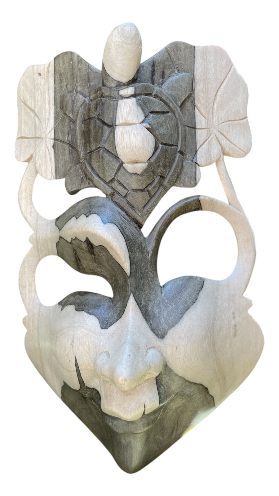 Abstract Mask Wall Art – Hand-Carved Hibiscus Wood Tribal Decor