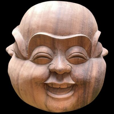 Happy Buddha Statue with 4 Expressions – Joy, Sorrow, Anger & Serenity,Four Faces of Buddha Figurine Handcrafted Wood Statue