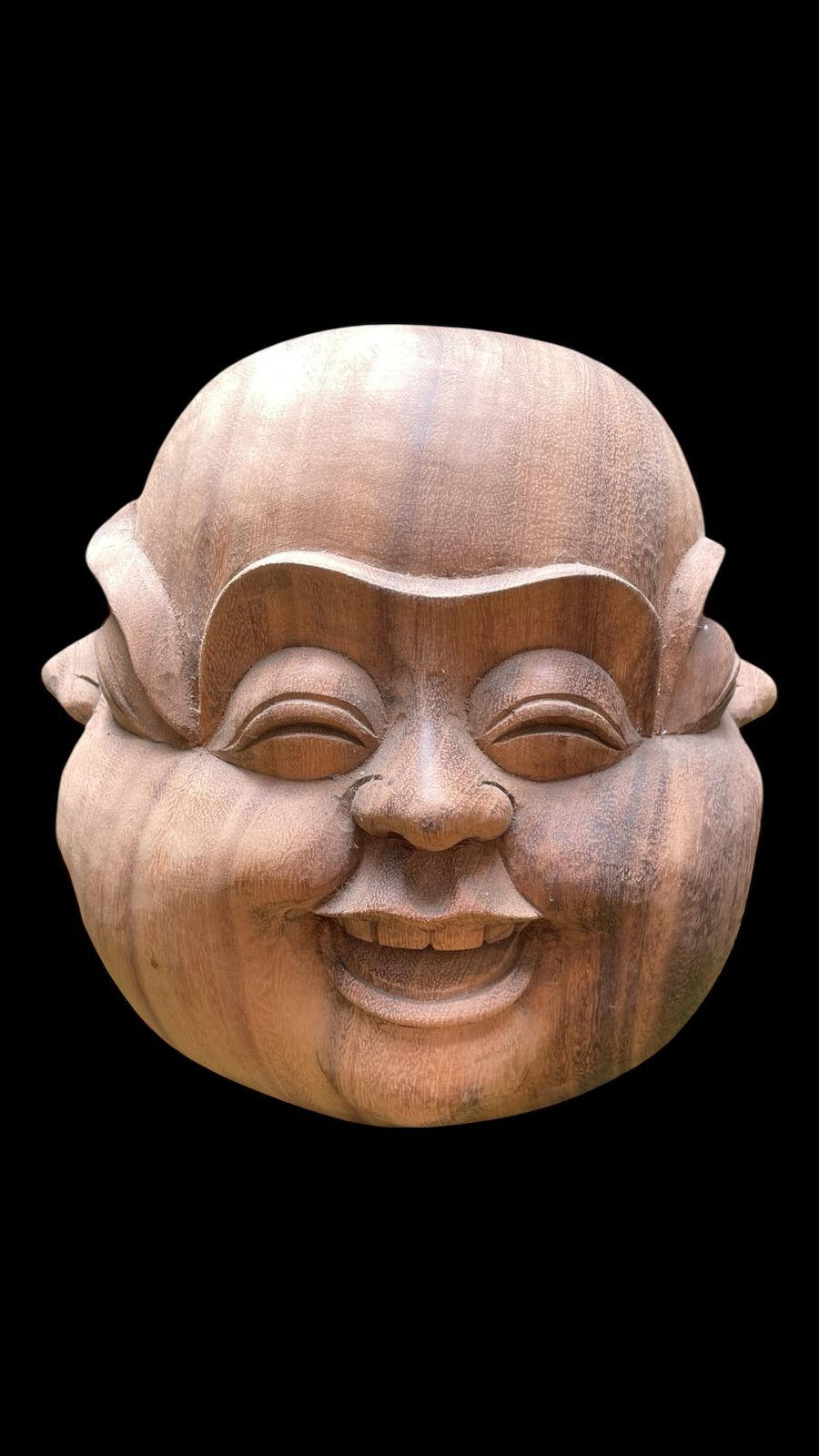 Happy Buddha Statue with 4 Expressions – Joy, Sorrow, Anger & Serenity,Four Faces of Buddha Figurine Handcrafted Wood Statue