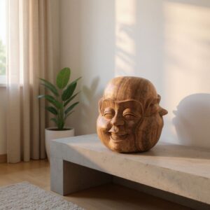 Hand-Carved Wood Ganesha Statue, Home Decor, Temple Sculpture, Gift for Good Luck & Prosperity”