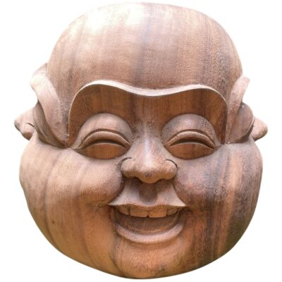 Happy Buddha Statue with 4 Expressions – Joy, Sorrow, Anger & Serenity,Four Faces of Buddha Figurine Handcrafted Wood Statue