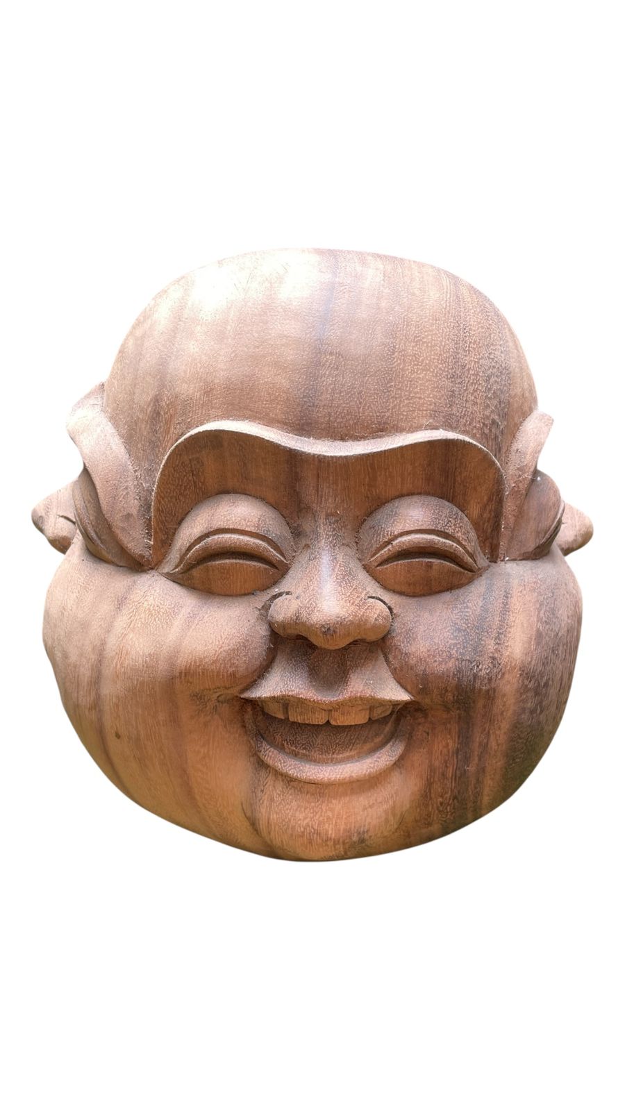 Happy Buddha Statue with 4 Expressions – Joy, Sorrow, Anger & Serenity,Four Faces of Buddha Figurine Handcrafted Wood Statue