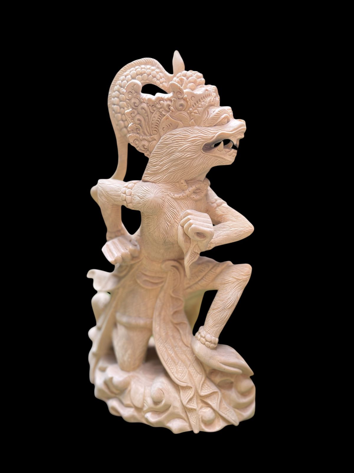 Hand-Carved Hanoman Statue,Hindu Monkey God Wood Carving, Balinese Home Decor