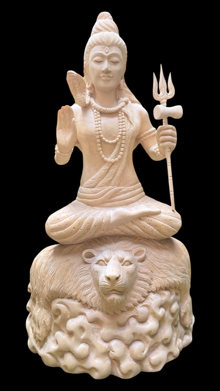 Siwa Wood Statue,Hand Carved Lord Shiva Sculpture, Hindu God Home Decor, Wooden Meditation Room Art