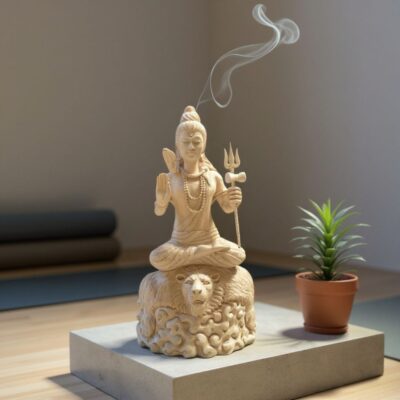 Siwa Wood Statue,Hand Carved Lord Shiva Sculpture, Hindu God Home Decor, Wooden Meditation Room Art