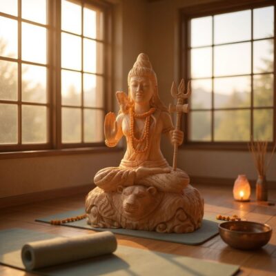 Siwa Wood Statue,Hand Carved Lord Shiva Sculpture, Hindu God Home Decor, Wooden Meditation Room Art