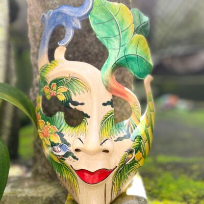 Colorful Abstract Face Mask Wall Art – Handcrafted Decorative Mask, Modern Tribal Home Decor, Unique Painted Wall Sculpture