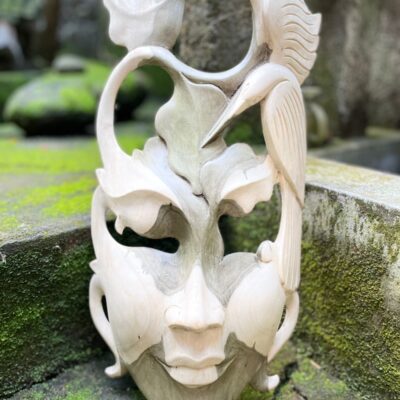 Abstract Mask Face Wood Carving – Tribal Wall Art Decor