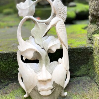 Abstract Mask Face Wood Carving – Tribal Wall Art Decor
