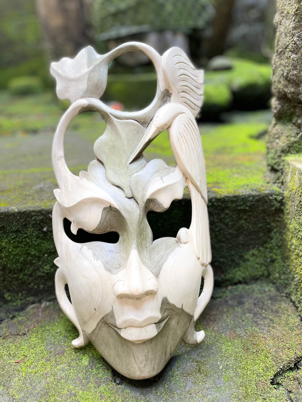 Abstract Mask Face Wood Carving – Tribal Wall Art Decor