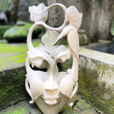 Abstract Mask Face Wood Carving – Tribal Wall Art Decor