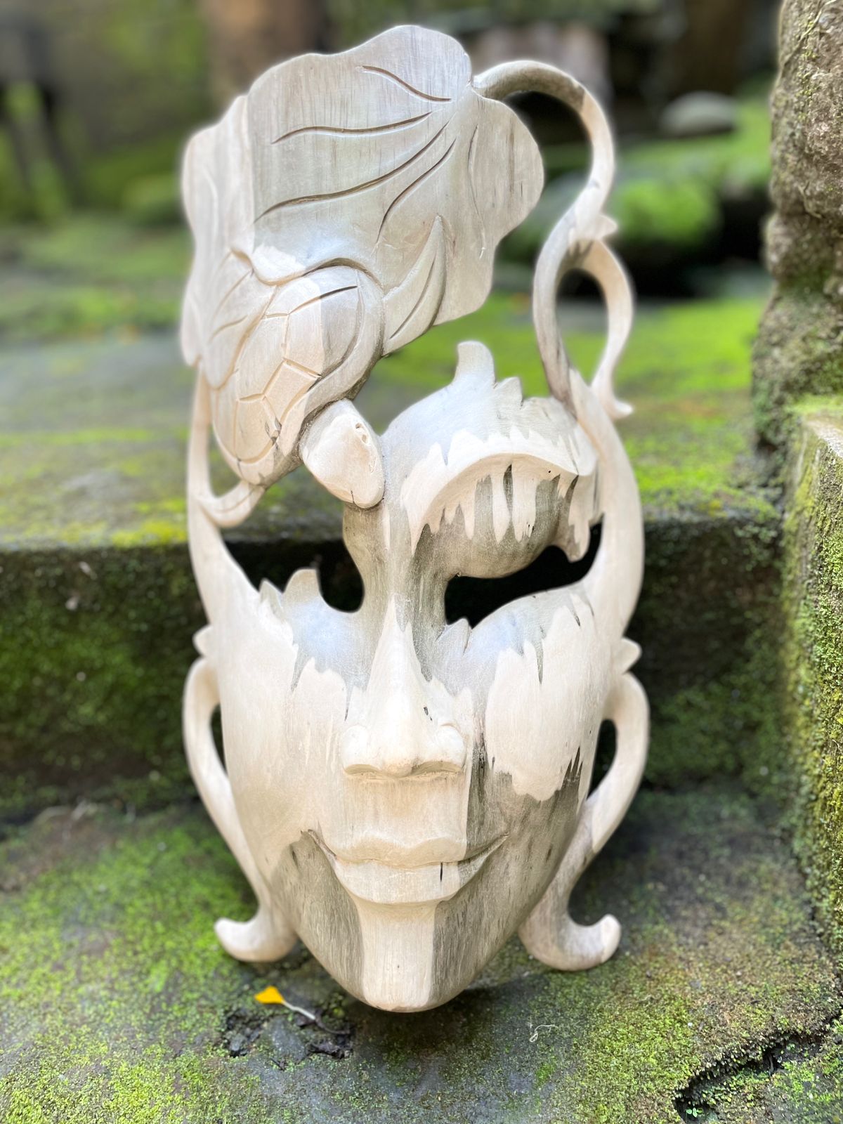 Abstract Mask Wall Art,Hand,Carved Hibiscus Wood Tribal Decor