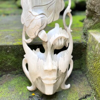 Abstract Mask Wall Art,Hand,Carved Hibiscus Wood Tribal Decor