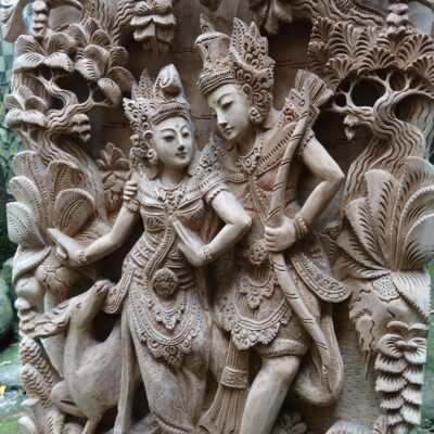 Wood Carving of Rama and Shinta,Hindu Love Story Wall Hanging,Spiritual Hindu Wall Sculpture