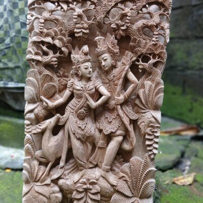 Wood Carving of Rama and Shinta,Hindu Love Story Wall Hanging,Spiritual Hindu Wall Sculpture