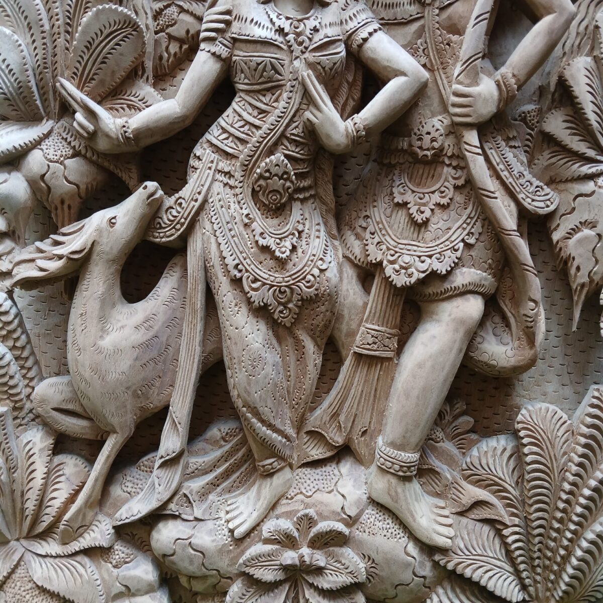 Wood Carving of Rama and Shinta,Hindu Love Story Wall Hanging,Spiritual Hindu Wall Sculpture
