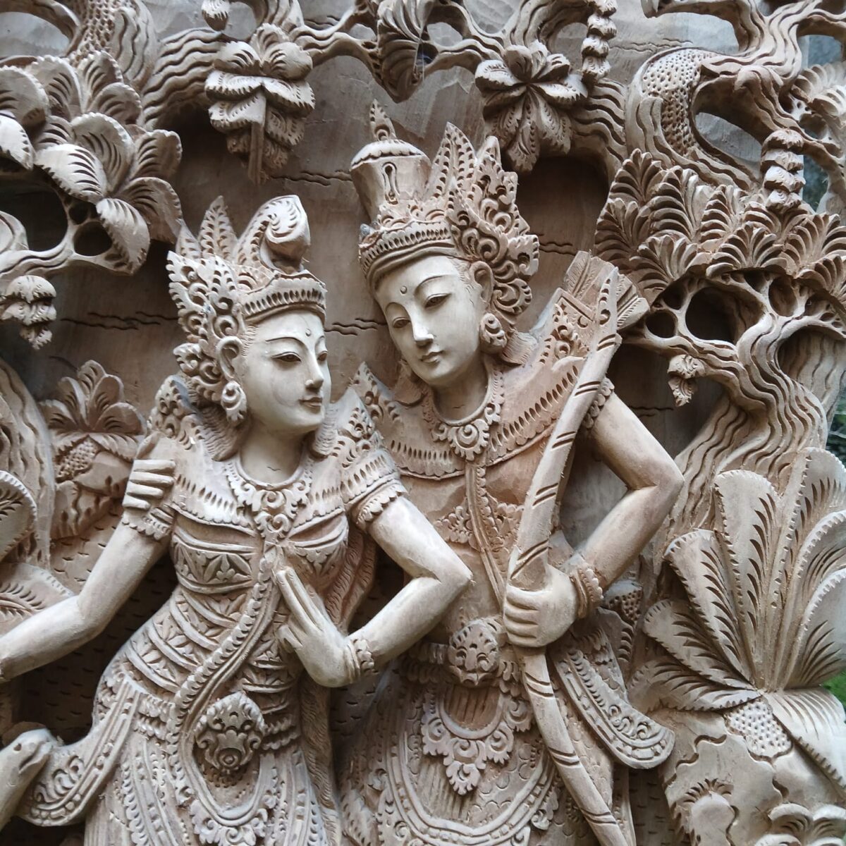 Wood Carving of Rama and Shinta,Hindu Love Story Wall Hanging,Spiritual Hindu Wall Sculpture