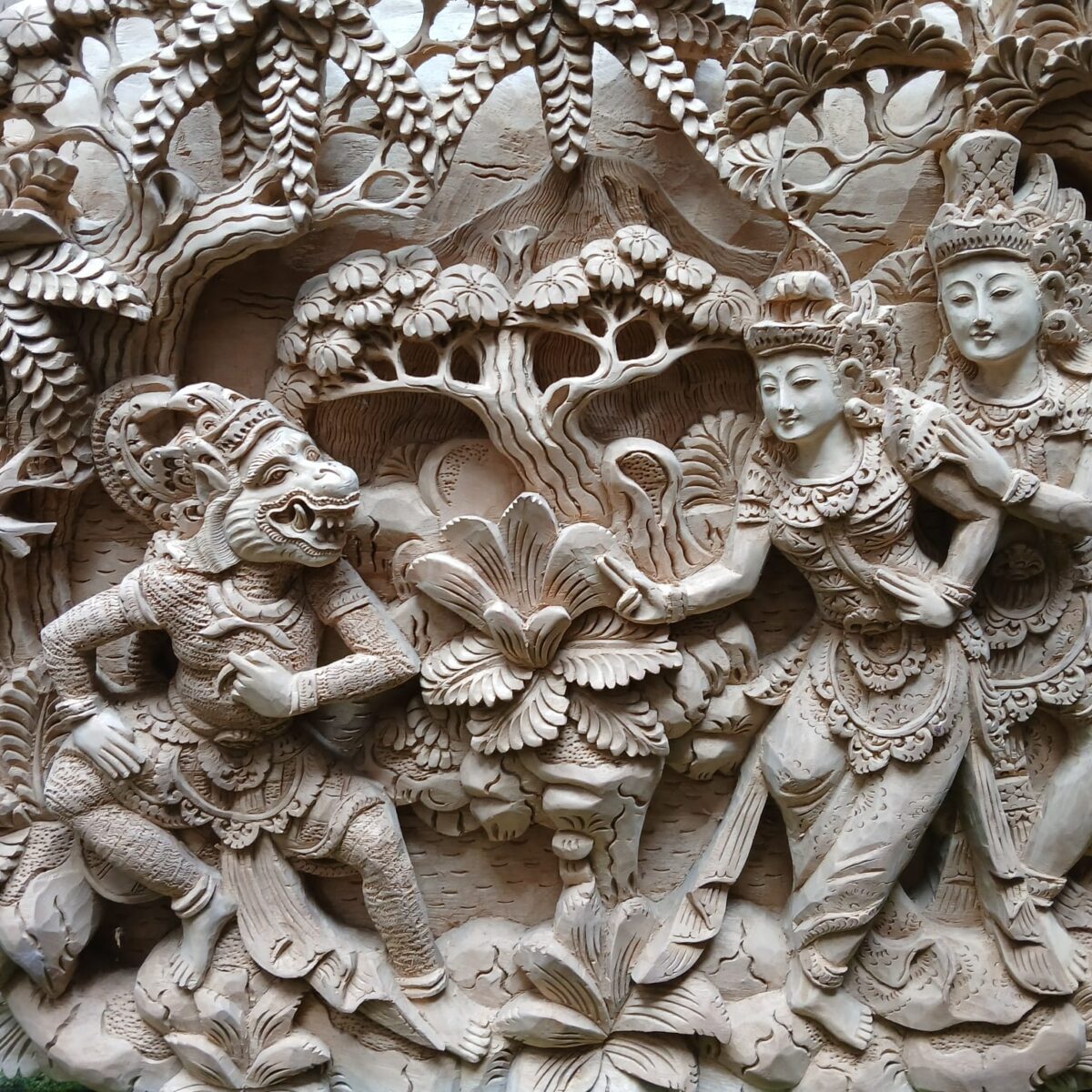 Rama Shinta with Hanoman Wood Wall Art,Balinese Carving Decor,Rama Shinta Hanoman Carving