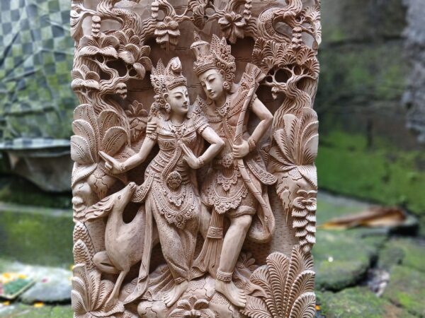 Wood Carving of Rama and Shinta,Hindu Love Story Wall Hanging,Spiritual Hindu Wall Sculpture