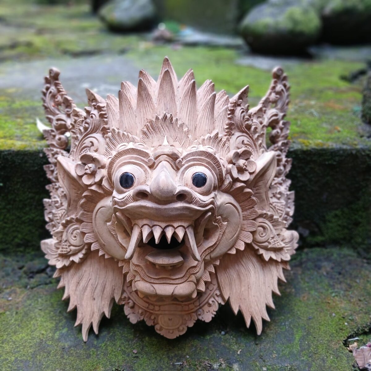 Boma Mask Wood Carving ,Balinese Guardian Wall Art ,Bhoma Home Decor,Hand Carved Wooden Face Sculpture