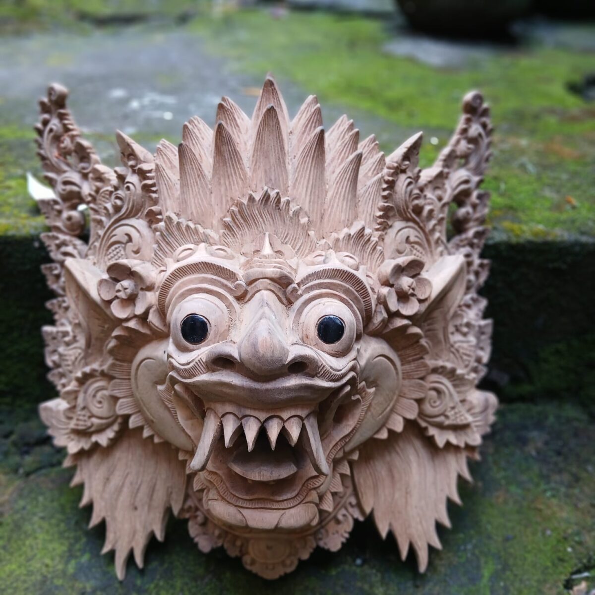 Boma Mask Wood Carving ,Balinese Guardian Wall Art ,Bhoma Home Decor,Hand Carved Wooden Face Sculpture