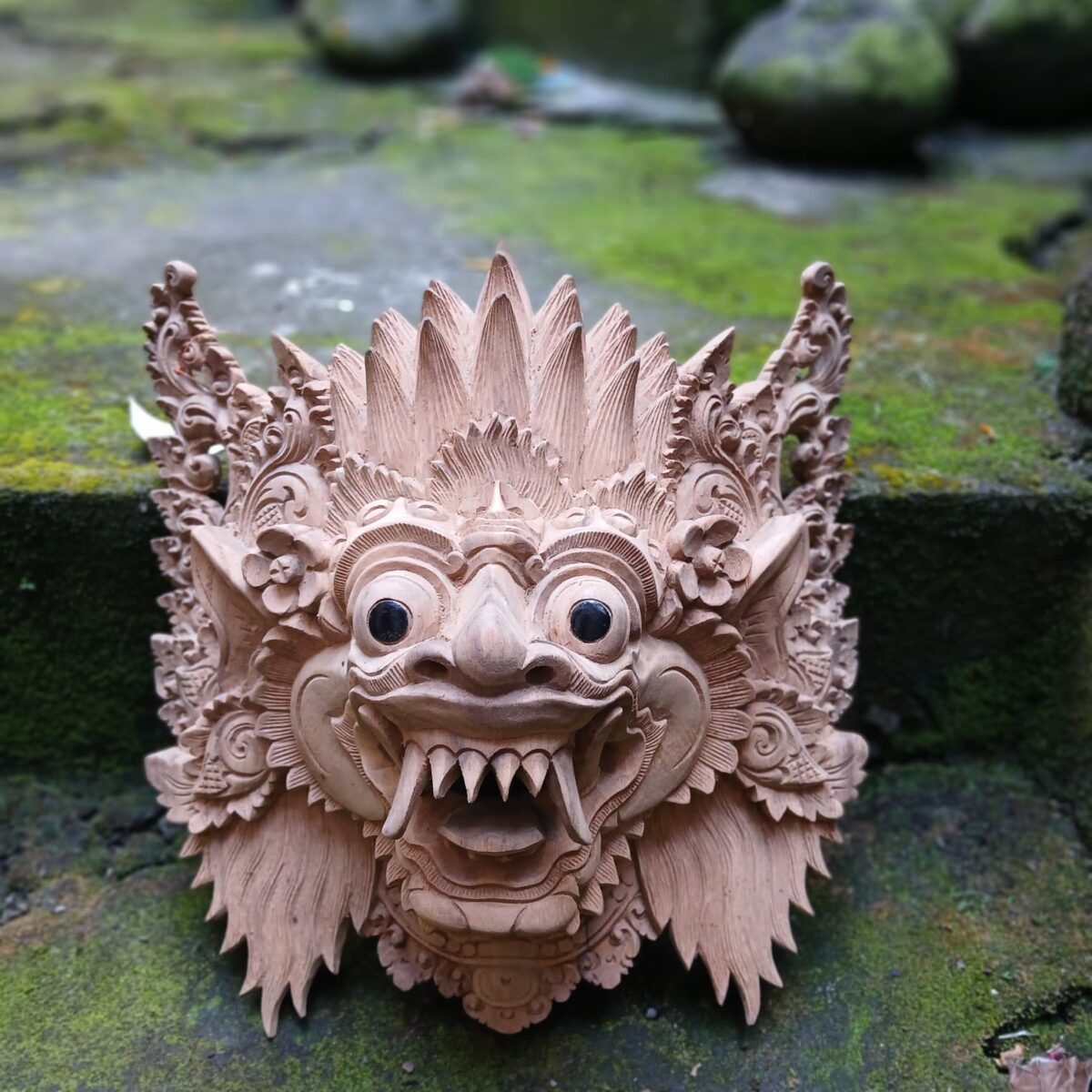 Boma Mask Wood Carving ,Balinese Guardian Wall Art ,Bhoma Home Decor,Hand Carved Wooden Face Sculpture