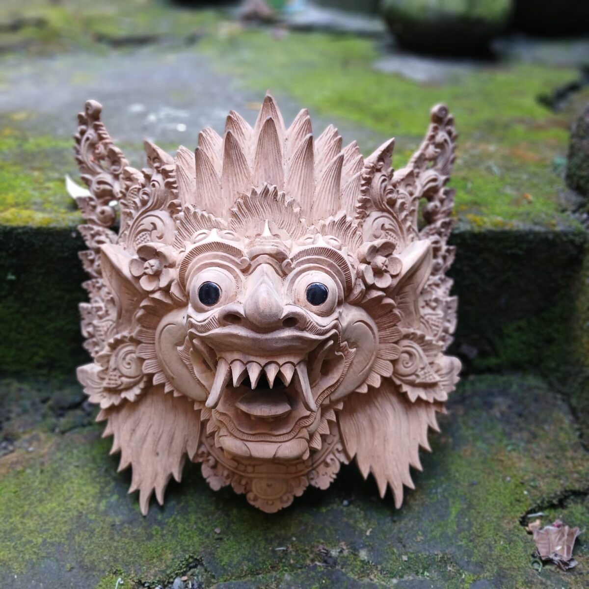 Boma Mask Wood Carving ,Balinese Guardian Wall Art ,Bhoma Home Decor,Hand Carved Wooden Face Sculpture