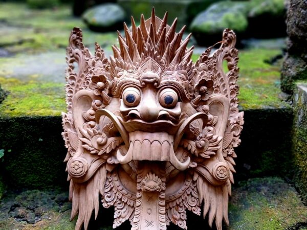Rangda Mask Wood Carving ,Balinese Demon Queen Wall Art ,Hand,Carved Spiritual Home Decor