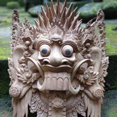 Rangda Mask Wood Carving ,Balinese Demon Queen Wall Art ,Hand,Carved Spiritual Home Decor
