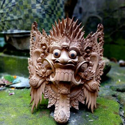 Rangda Mask Wood Carving ,Balinese Demon Queen Wall Art ,Hand,Carved Spiritual Home Decor