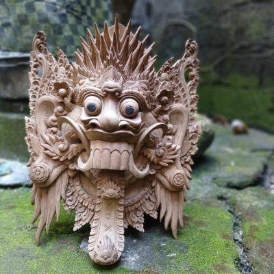 Rangda Mask Wood Carving ,Balinese Demon Queen Wall Art ,Hand,Carved Spiritual Home Decor