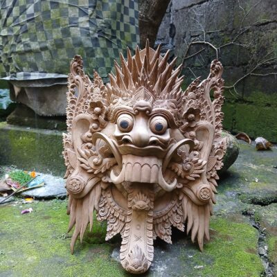 Rangda Mask Wood Carving ,Balinese Demon Queen Wall Art ,Hand,Carved Spiritual Home Decor
