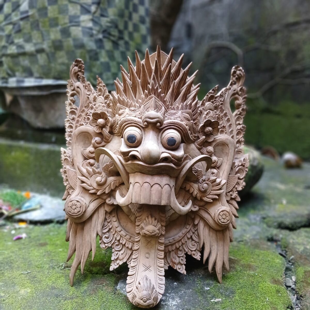 Rangda Mask Wood Carving ,Balinese Demon Queen Wall Art ,Hand,Carved Spiritual Home Decor