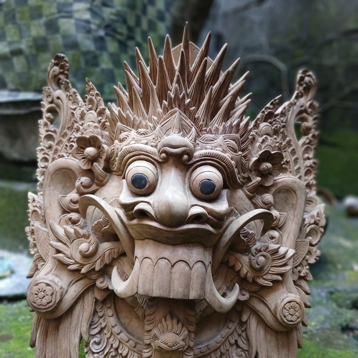 Rangda Mask Wood Carving ,Balinese Demon Queen Wall Art ,Hand,Carved Spiritual Home Decor