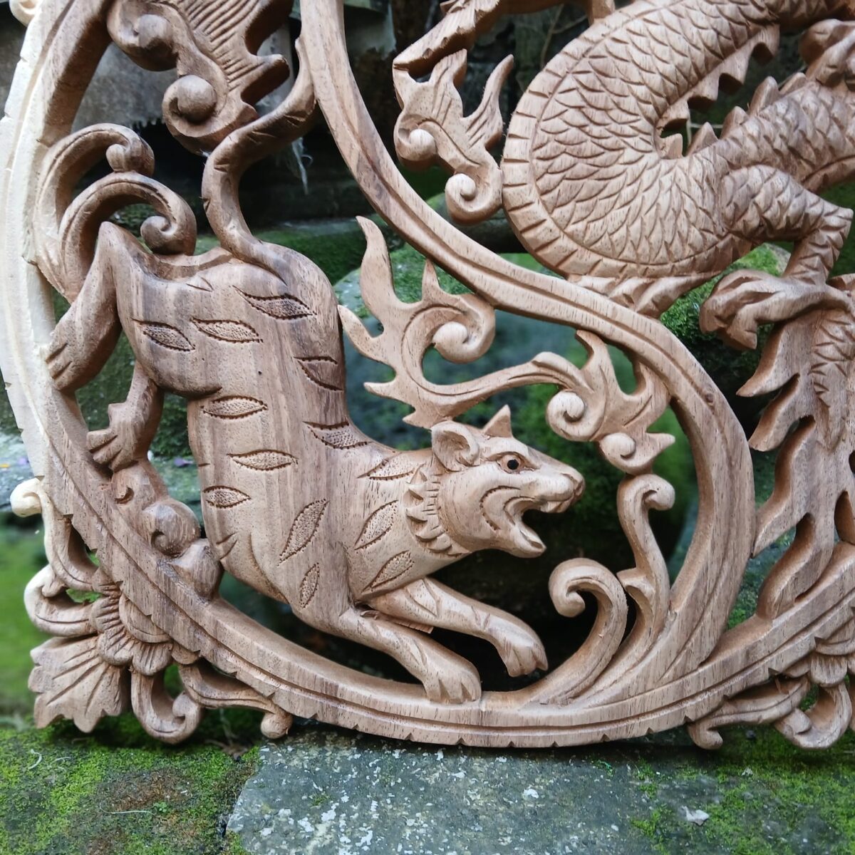 Dragon and Tiger Wall Art – Yin Yang Battle – Asian Mythical Animal Decor