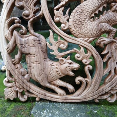 Dragon and Tiger Wall Art – Yin Yang Battle – Asian Mythical Animal Decor