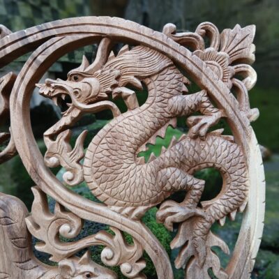 Dragon and Tiger Wall Art – Yin Yang Battle – Asian Mythical Animal Decor