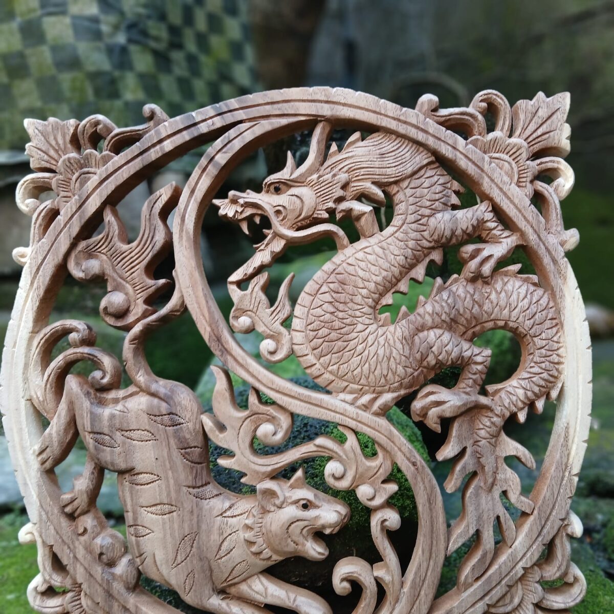 Dragon and Tiger Wall Art – Yin Yang Battle – Asian Mythical Animal Decor